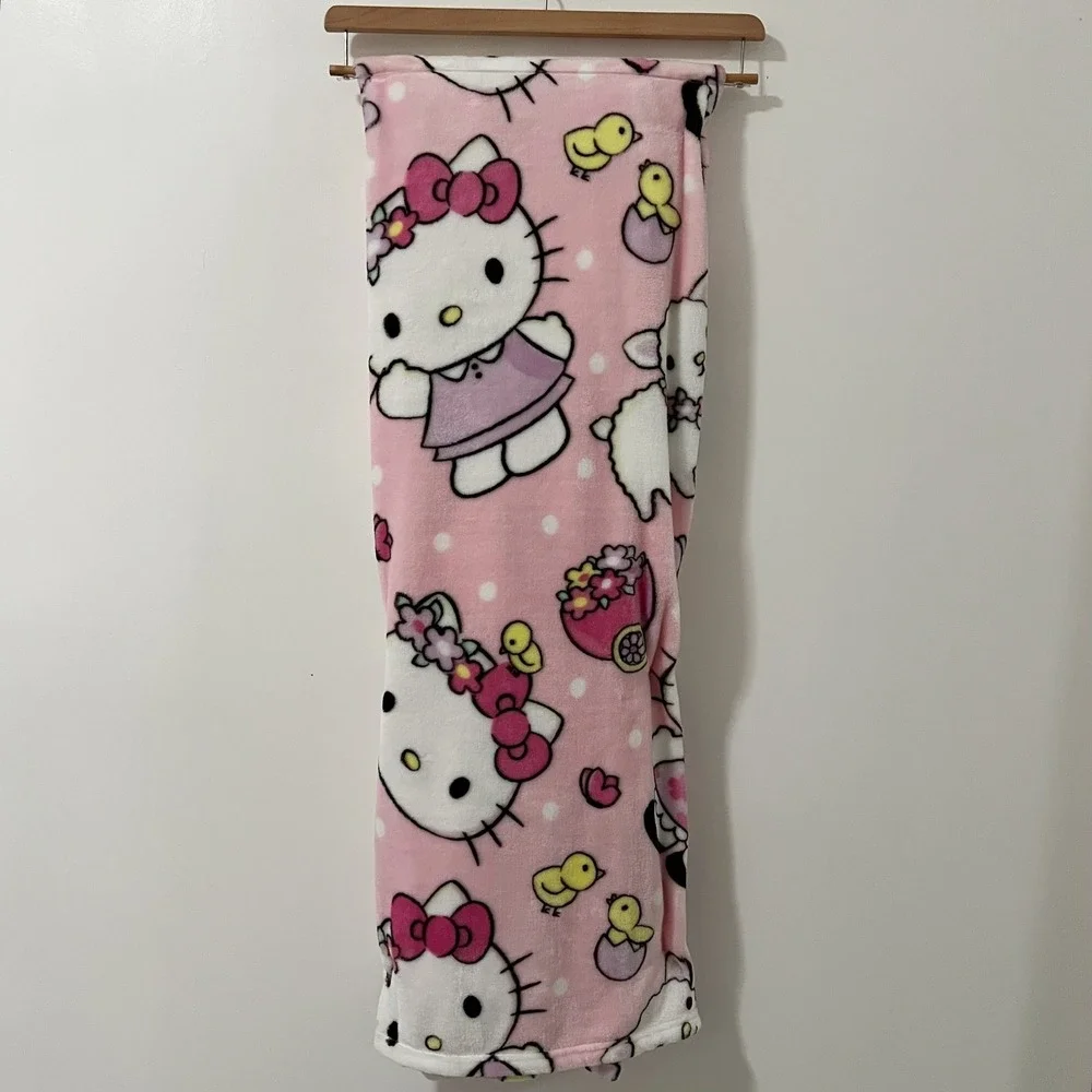 Hello Kitty Silk Touch‎ Throw Blanket Pink White Cartoon Character Fleece 50x70